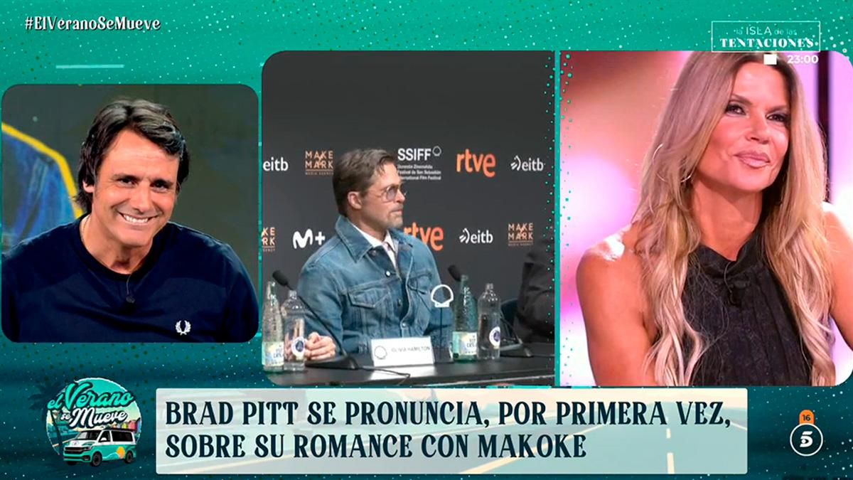 Telecinco pregunta a Brad Pitt por su supuesto romance con Makoke y desata las risas en plató: "¡Maravilloso!"
