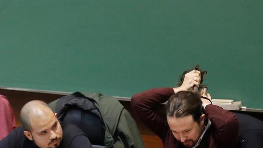 Pablo Iglesias, antes de la conferencia el pasado jueves en la Facultad de Derecho de la UCM.