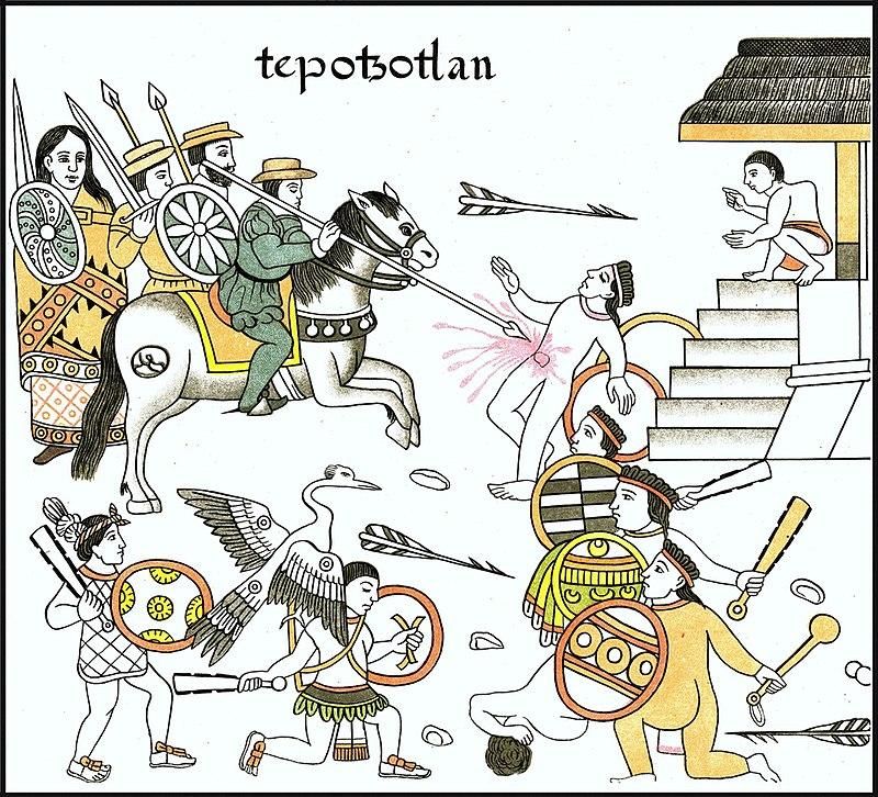 Marina con espada y rodela participa en la batalla de Tepotzotlán.