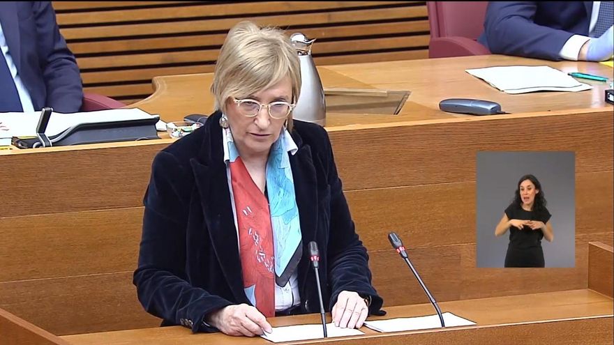 La consellera de Sanidad, Ana Barceló, durante su comparecencia en las Corts Valencianes.