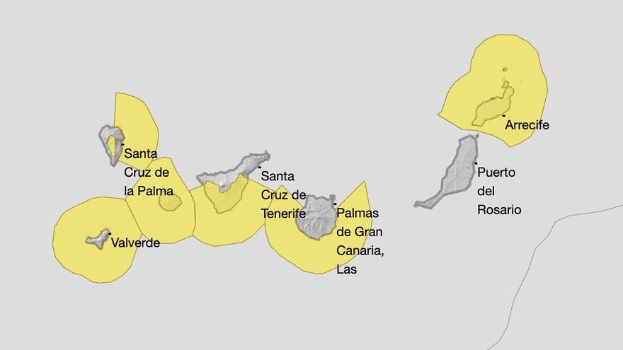 Aviso amarillo por vientos y olas de varios metros en Canarias