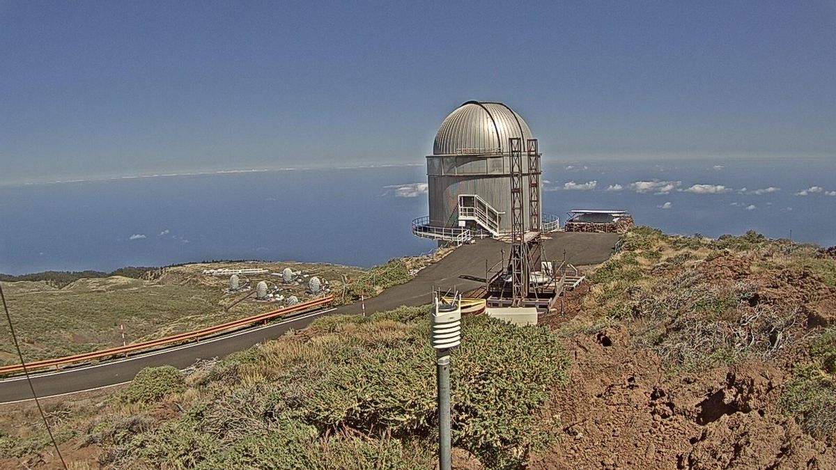 Imagen de las cumbres de La Palma captada este viernes de la webcam del Telescopio Óptico Nórdico (NOT por su siglas en inglés).