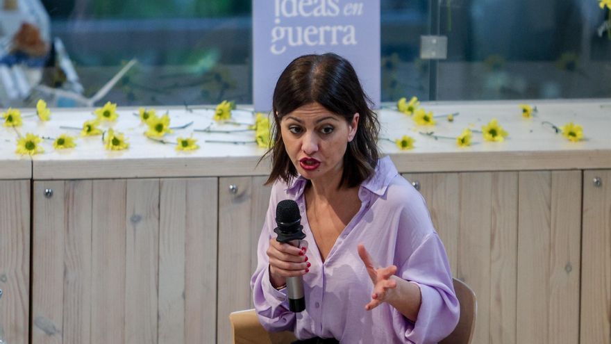 La ministra de Juventud e Infancia, Sira Rego, durante el acto de presentación del ‘Manifiesto por el Bienestar’ del think-tank Ideas en Guerra, en el Espacio Ecooo, a 8 de mayo de 2024, en Madrid (España). El 'think tank' Ideas en Guerra reúne en un mani