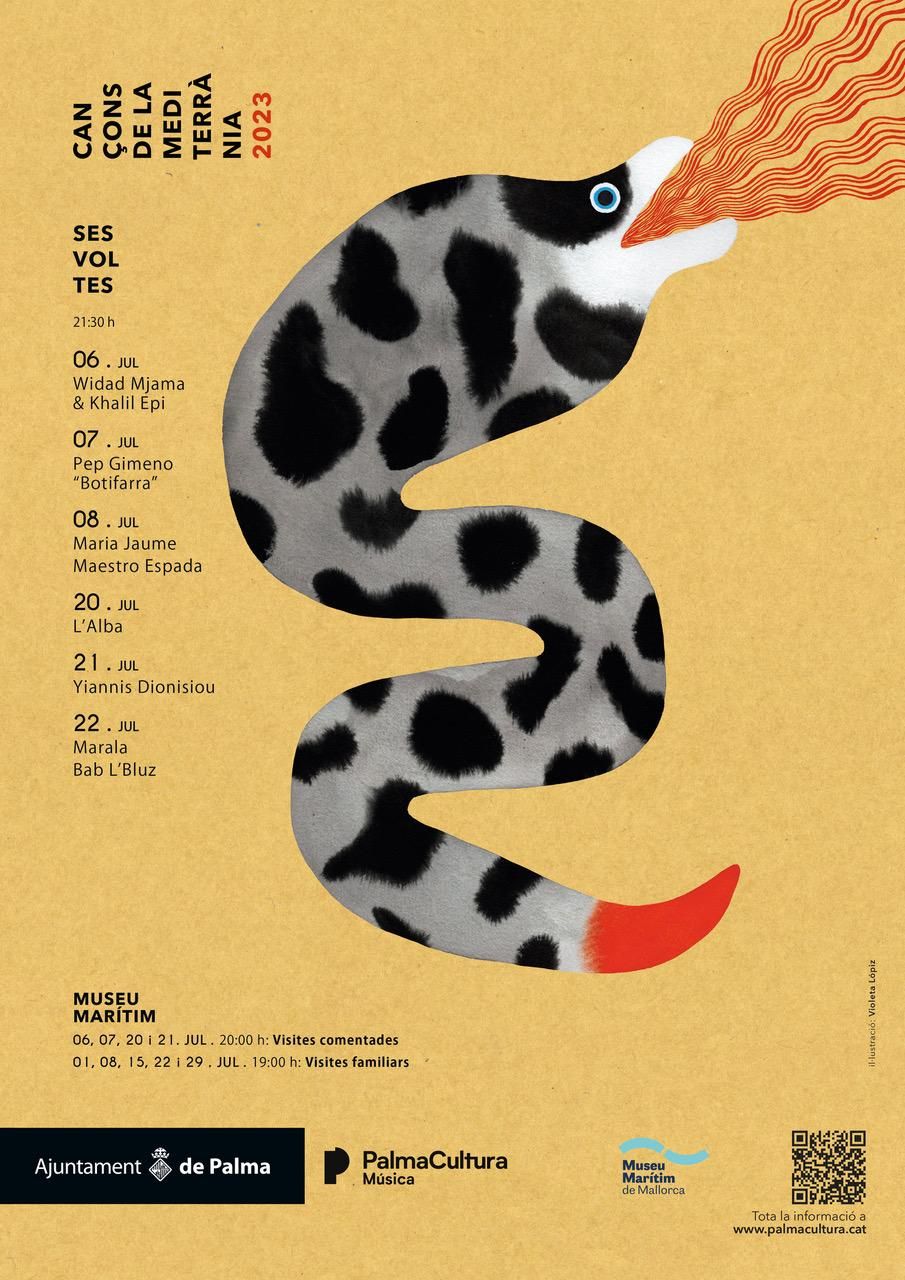 El cartell de Cançons de la Mediterrània que va il·lustrar el 2023 és un dels projectes que mantenen vinculada la il·lustradora a les illes on va néixer