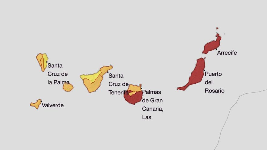 La Aemet eleva a rojo el aviso por altas temperaturas este miércoles en la provincia de Las Palmas
