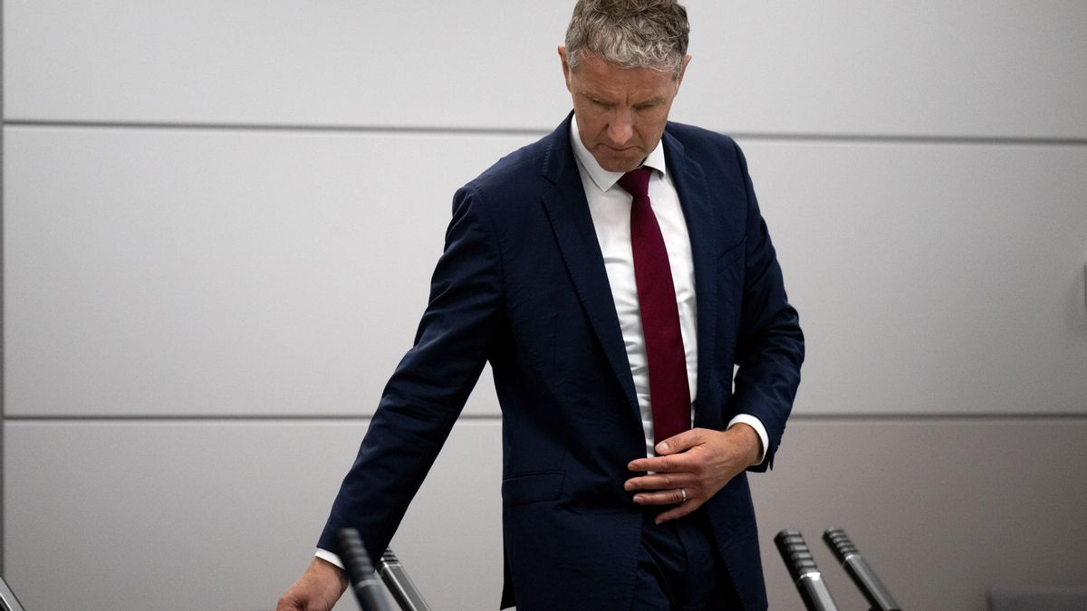 Björn Höcke, presidente de la AfD de Turingia, en el tribunal de distrito de Halle