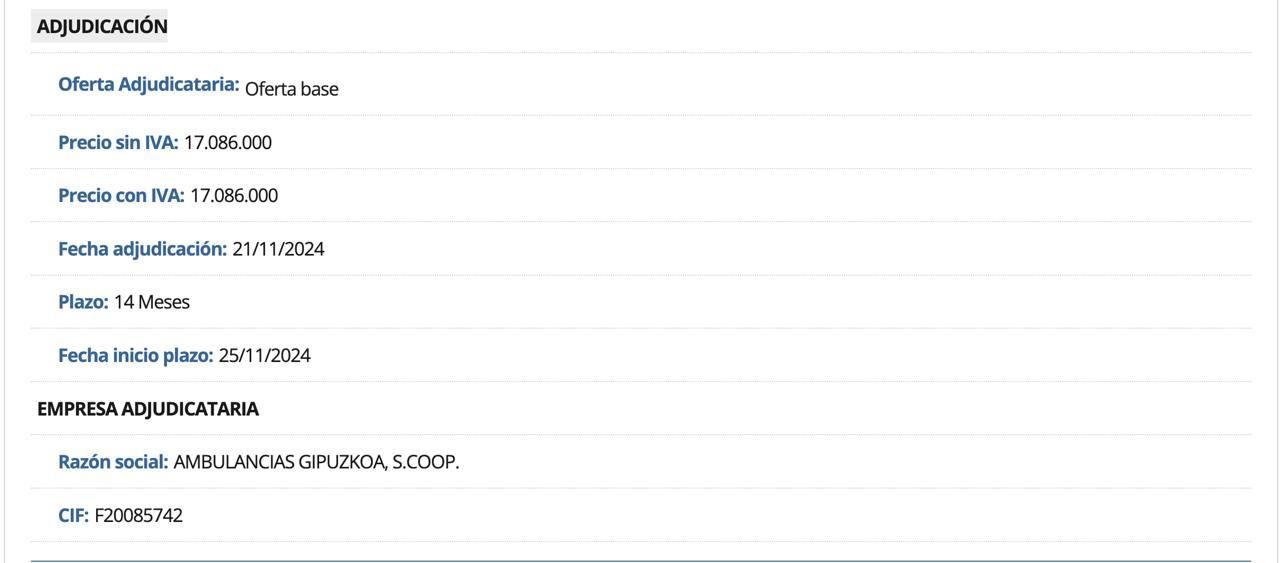 Contrato 2 de las ambulancias de Álava
