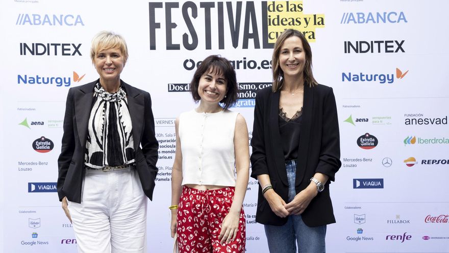 Carme Artigas, María Ramírez y Verónica Bolón Canedo tras su mesa de debate sobre Inteligencia Artificial