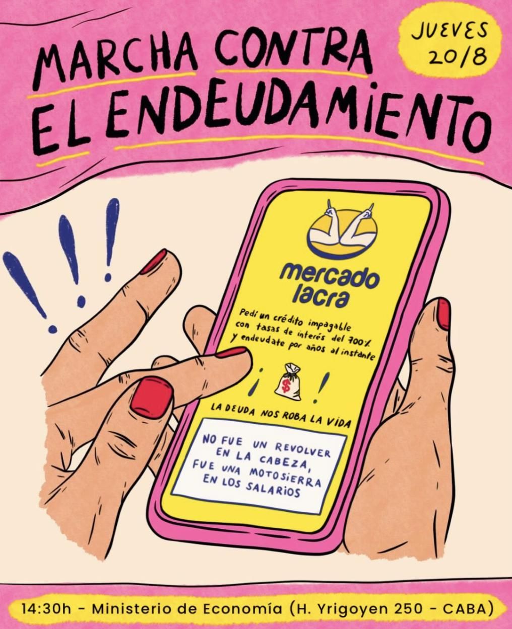 La marcha contra el endeudamiento, frente al Ministerio de Economía.