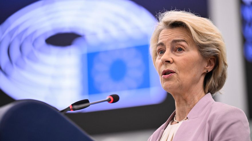 Archivo - La presidenta de la Comisión Europea, Ursula von der Leyen, en su intervención durante un debate en el pleno del Parlamento Europeo en Estrasburgo (Francia).