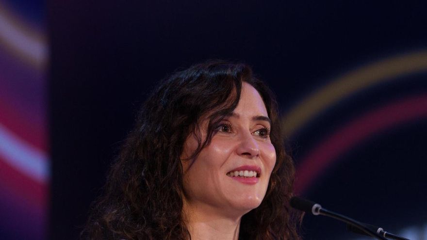 Isabel Díaz Ayuso en un acto con jóvenes militantes del PP en Madrid este domingo.