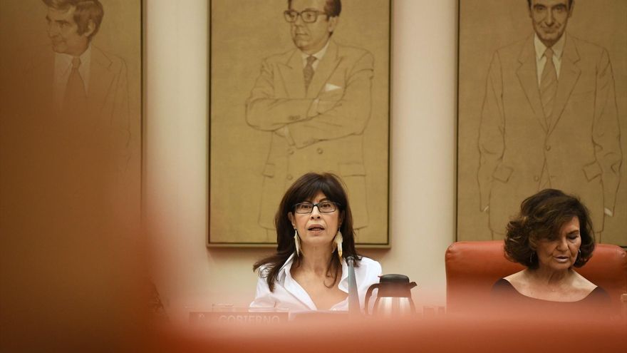 La ministra de Igualdad, Ana Redondo, durante la Comisión de Igualdad en el Congreso, este 25 de enero de 2024.