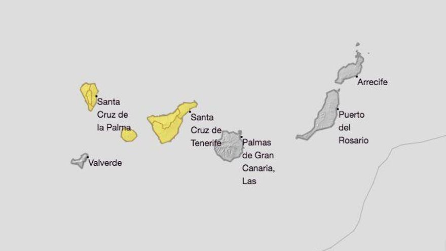 Tenerife, La Palma y La Gomera, en aviso amarillo por lluvias entre el jueves y el viernes