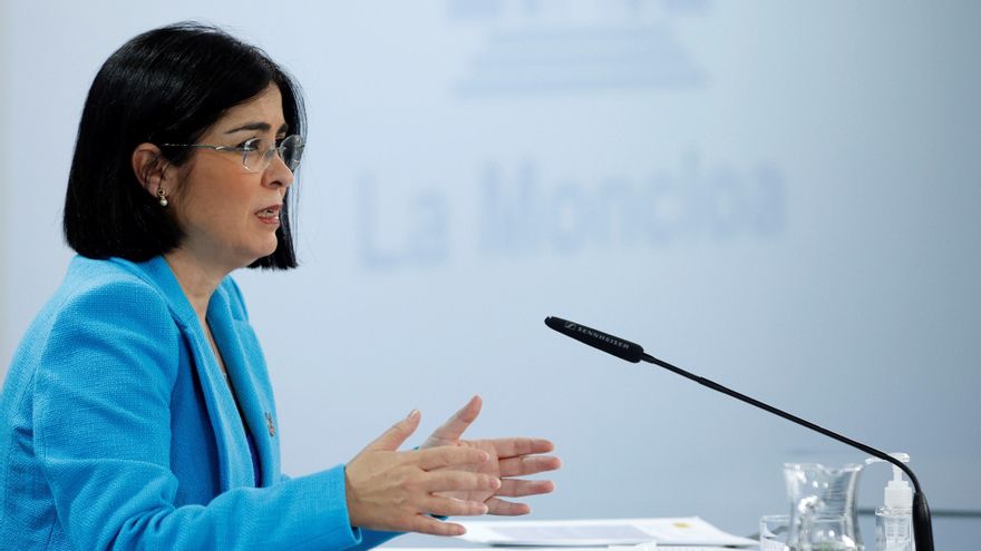 La ministra de Sanidad, Carolina Darias, en rueda de prensa tras una reunión del Consejo Interterritorial de Salud. EFE/ Mariscal/Archivo