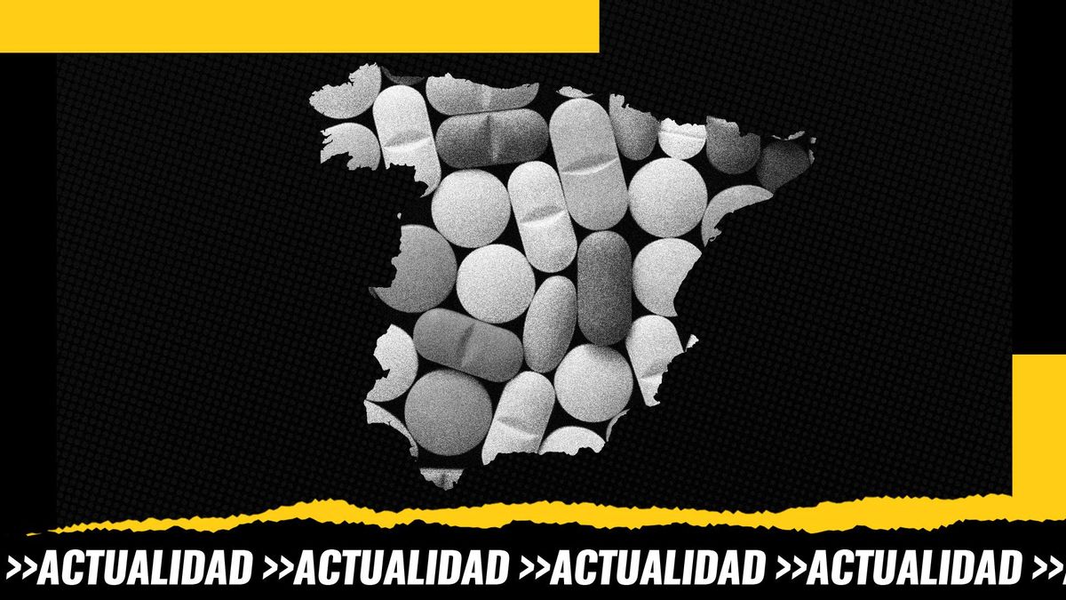 Montaje: la zona española de la Península Ibérica rellana de pastillas