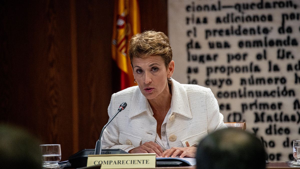 La presidenta de Navarra, María Chivite, en la comisión de investigación del Senado.