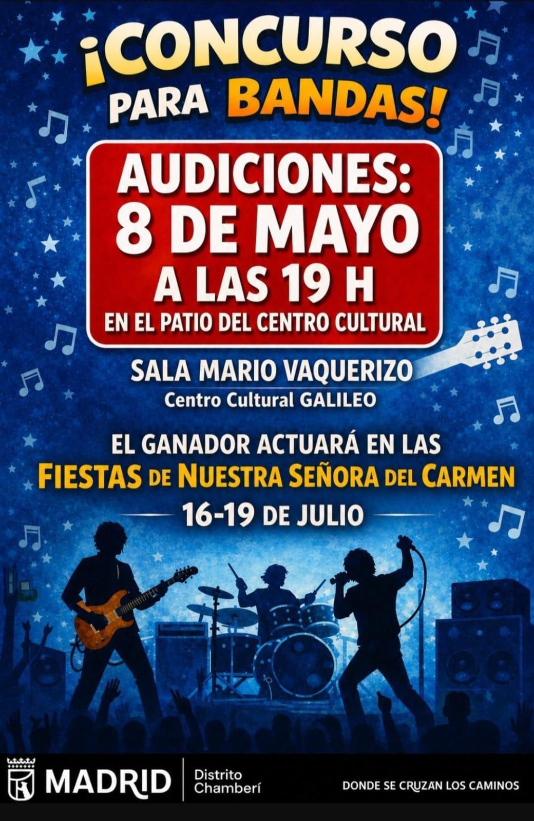 Cartel para la audición de bandas en Chamberí