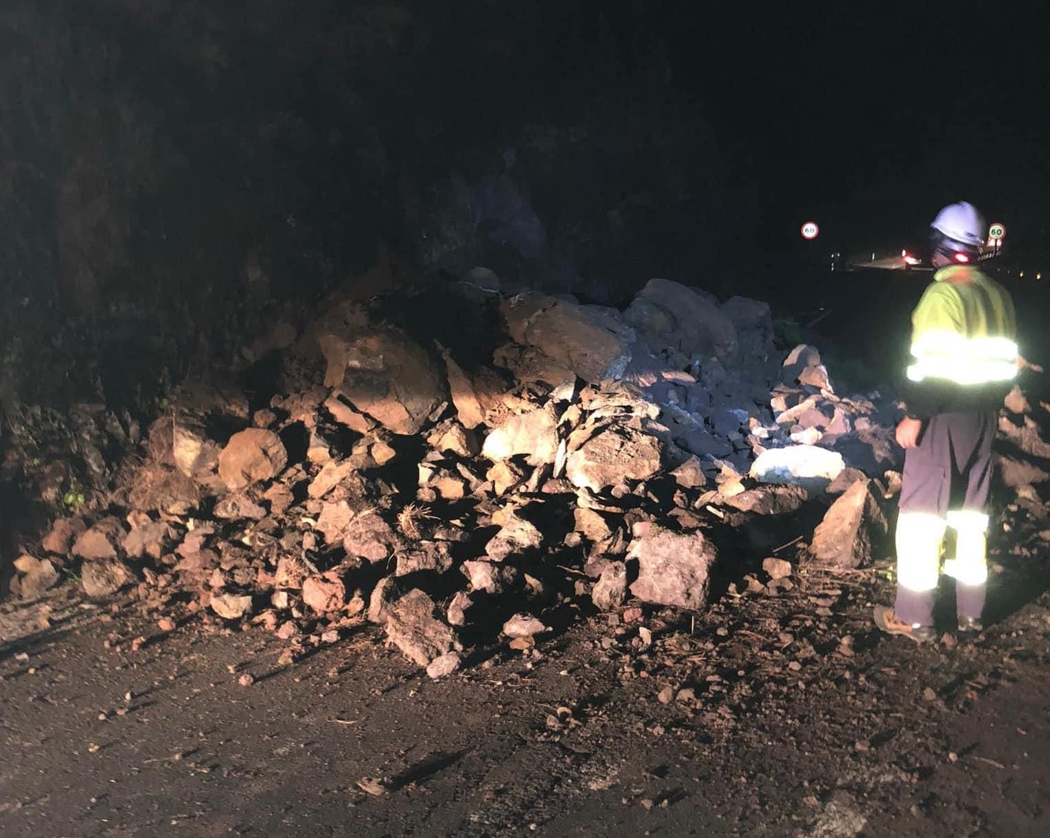 En la imagen, el desprendimiento en la salida del túnel hacia Los Llanos.