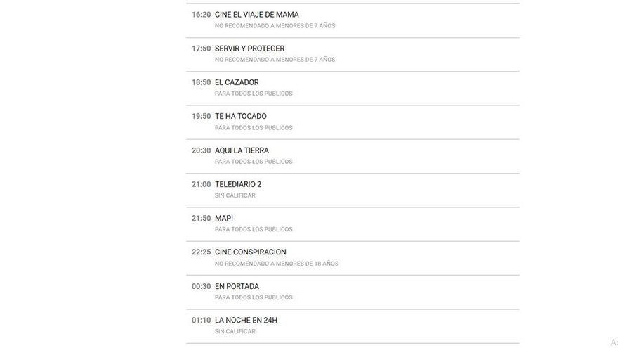 Parrilla adelantada de La 1 para el jueves 29 de septiembre