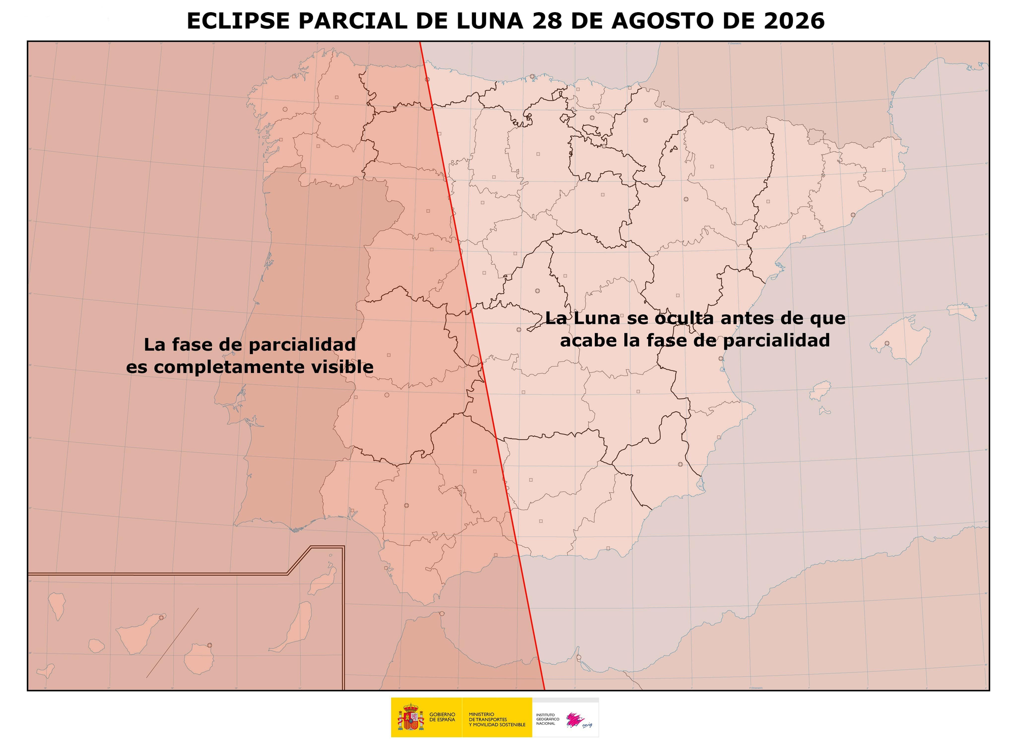 Mapa del eclipse parcial de Luna del próximo 28 de agosto de 2026.