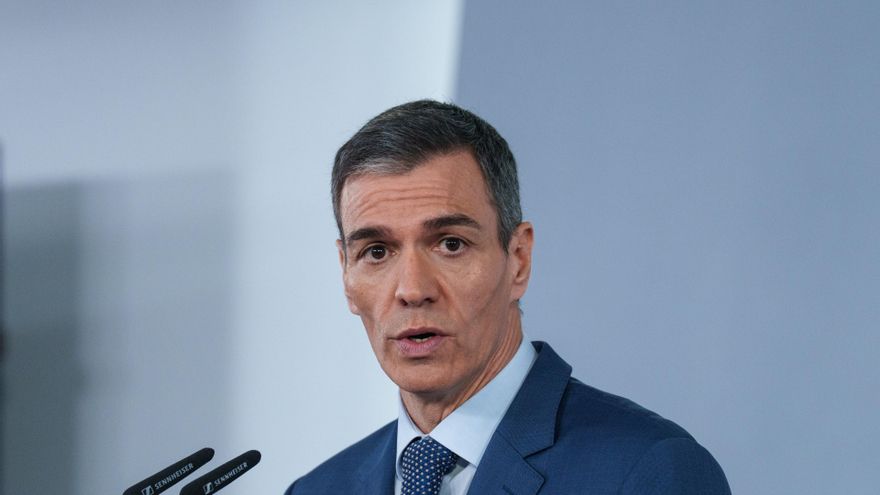 El presidente del Gobierno, Pedro Sánchez, durante una rueda de prensa.