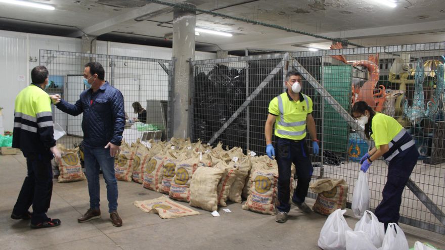 Preparación de lotes de alimentos por parte del Ayuntamiento de Tegueste