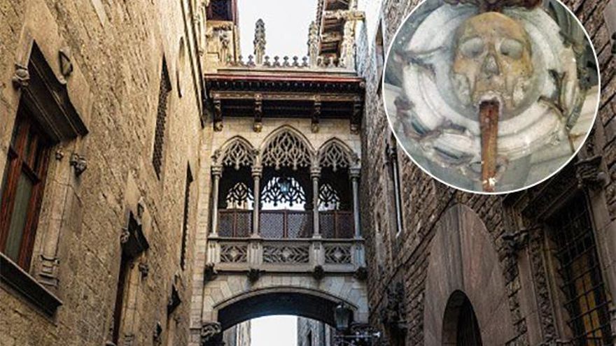 La calavera que se encuentra debajo del Pont del Bisbe