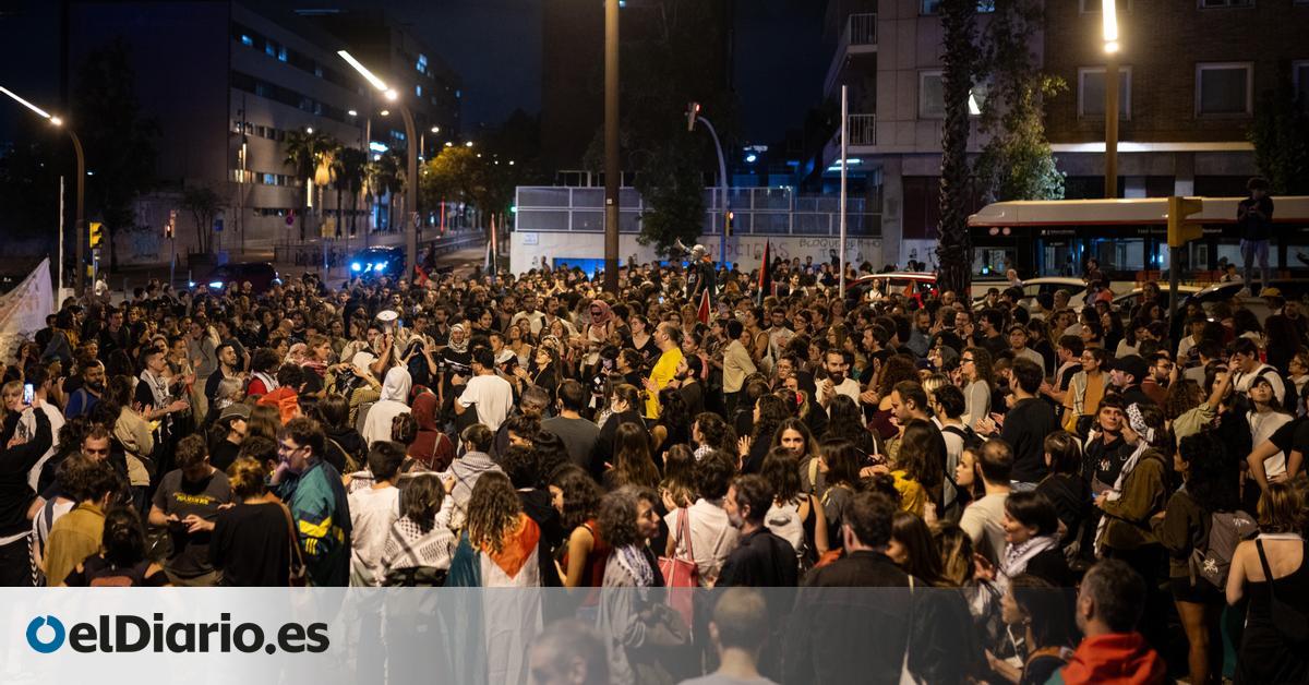 Centenares de personas se concentran ante el consulado de Israel en Barcelona después de que la flotilla haya sido interceptada