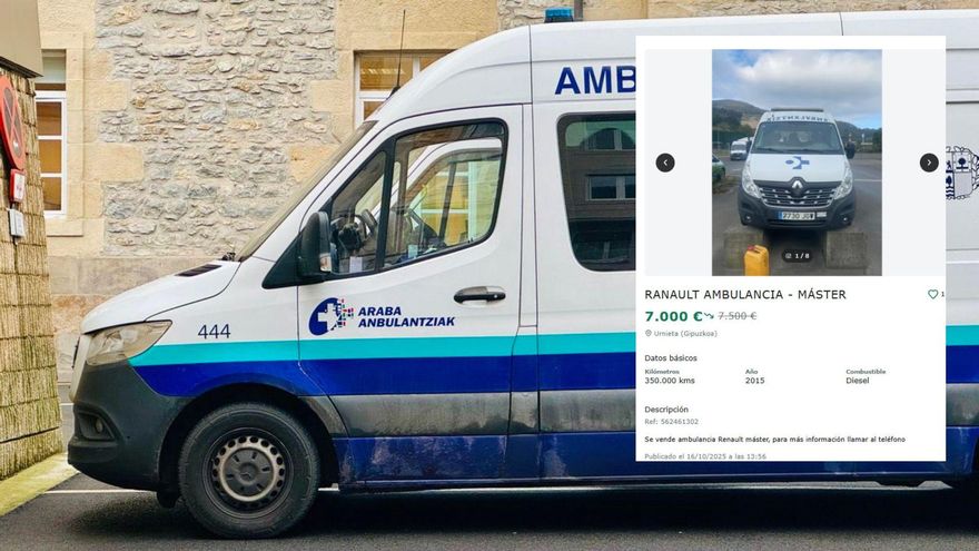 Una ambulancia de Osakidetza aparece a la venta en una web de segunda mano: 7.000 euros con logotipos y sirenas