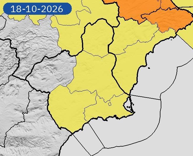 Mapa de avisos para el domingo 18 de octubre