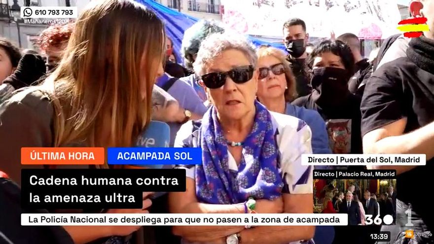El alegato viral de una mujer en RTVE sobre los jóvenes ultras que atacaron la acampada de Sol: "Que lean la Historia de España"