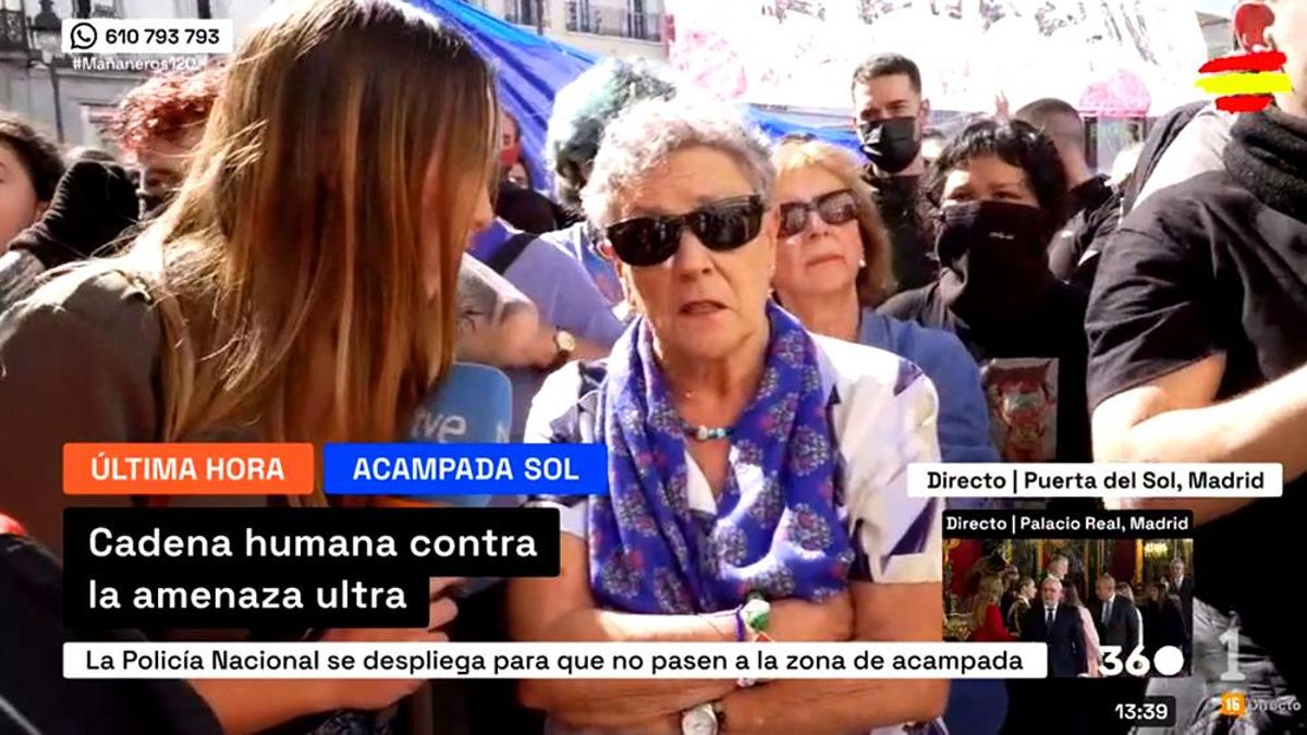 El alegato viral de una mujer en RTVE sobre los jóvenes ultras que atacaron la acampada de Sol: "Que lean la Historia de España"