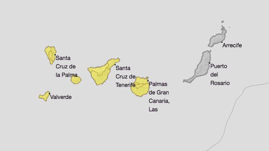 Mapa de la Aemet del aviso de riesgo por lluvias.
