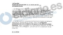 Nota reservada del Ministerio de Exteriores sobre un mensaje de Junqueras a las delegaciones de la Generalitat en el exterior