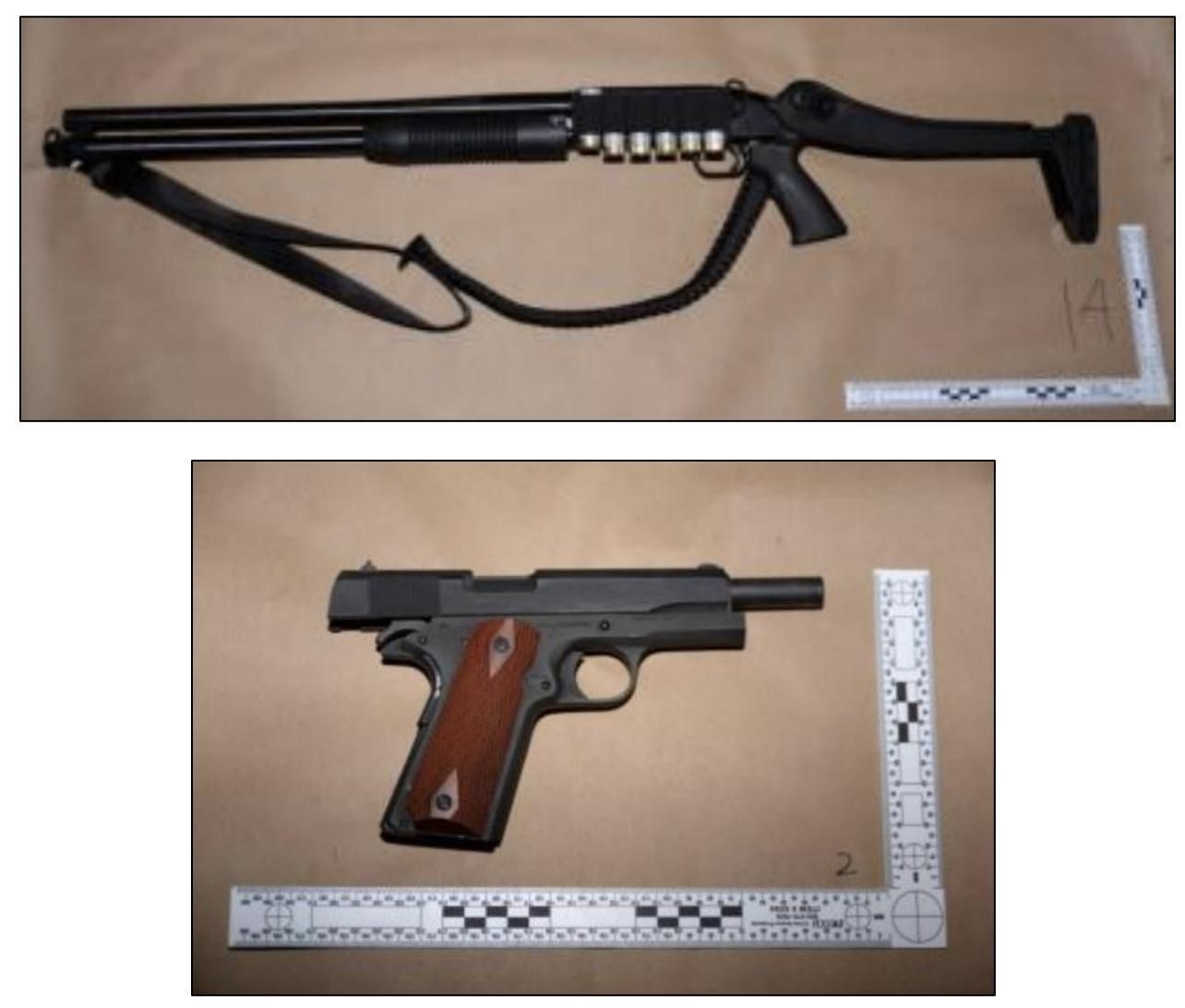 Armas de Allen, según el escrito de la Fiscalía.