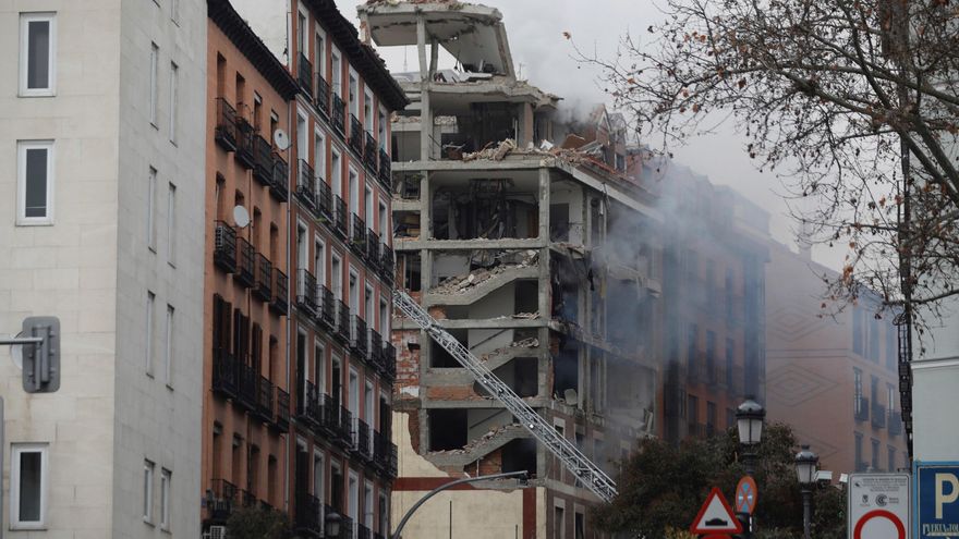 Vista de la explosión del edificio en la calle Toledo, en Madrid, el pasado 20 de enero. EFE/David Fernández/Archivo