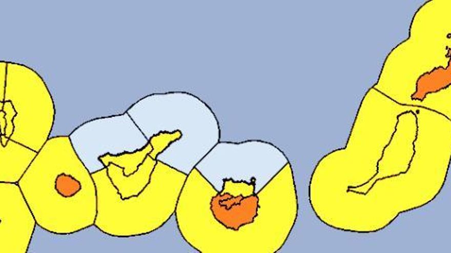 La Aemet activa avisos naranjas para el martes en tres islas de Canarias