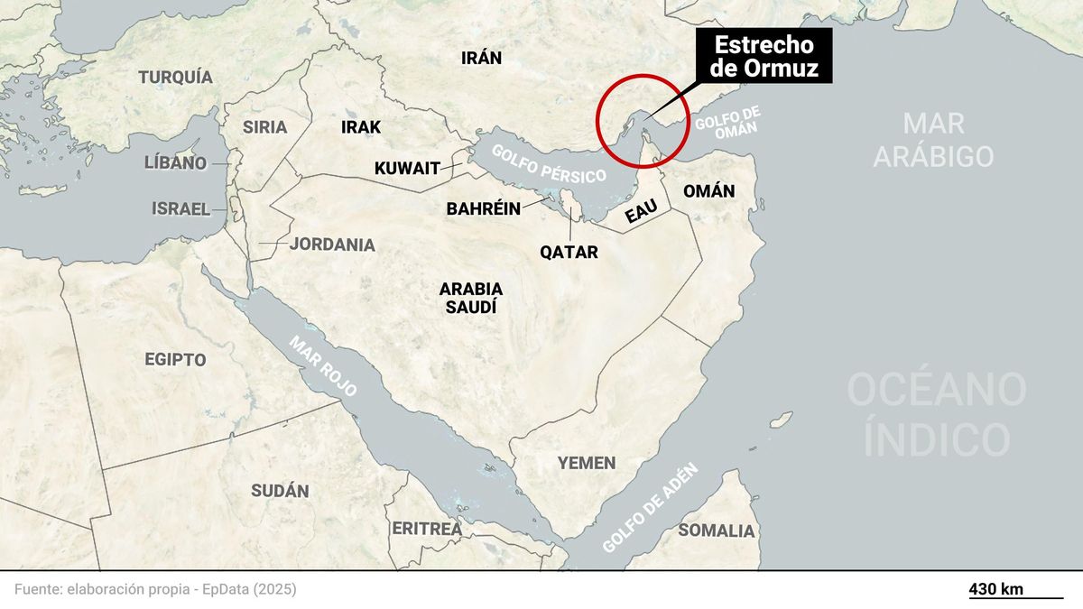 El estrecho de Ormuz, uno de los pasos comerciales más importantes del mundo y uno de los principales puntos calientes en el conflicto en Medio Oriente.