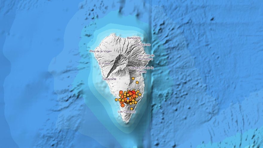 Mapa de terremotos en La Palma
