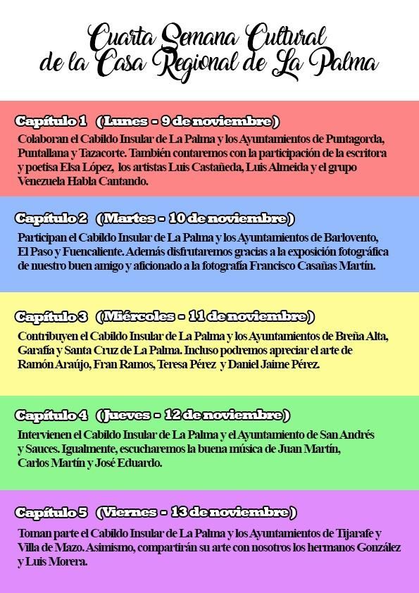 Programa cultural de actos.