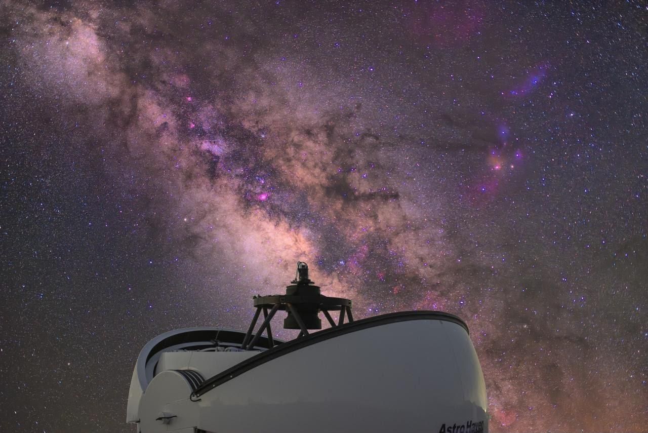 TST en el Observatorio del Teide con la Vía Láctea de fondo.