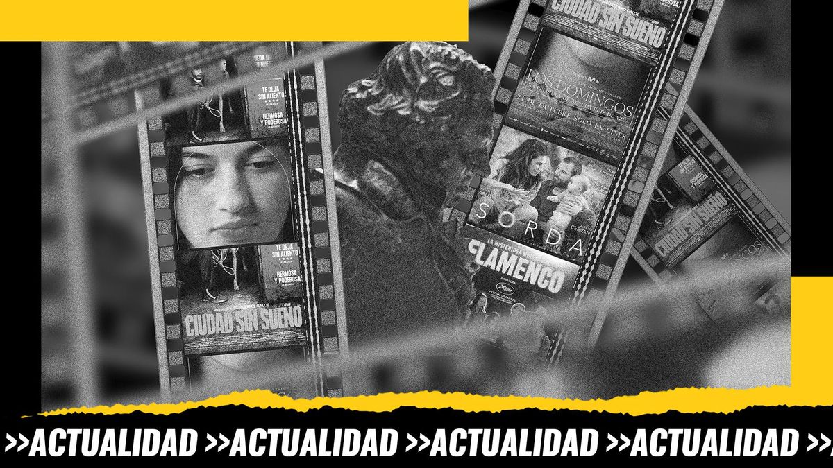 Montaje: carteles de algunas de las películas de las que hablamos junto una estatuilla de los Goya