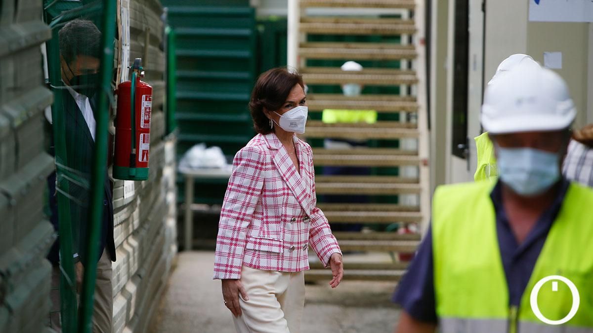 La vicepresidenta del Gobierno Carmen Calvo visita las obras de la Biblioteca del Estado