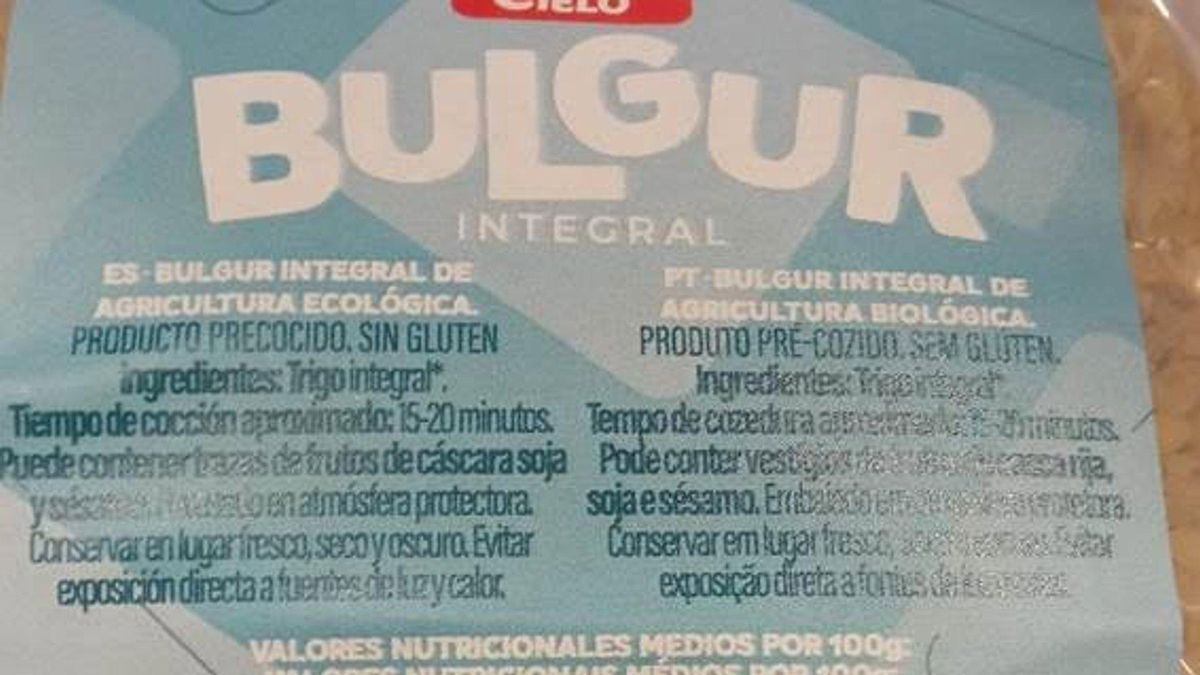 Etiqueta del producto que contiene gluten sin que se advierta de ello en su envasado.