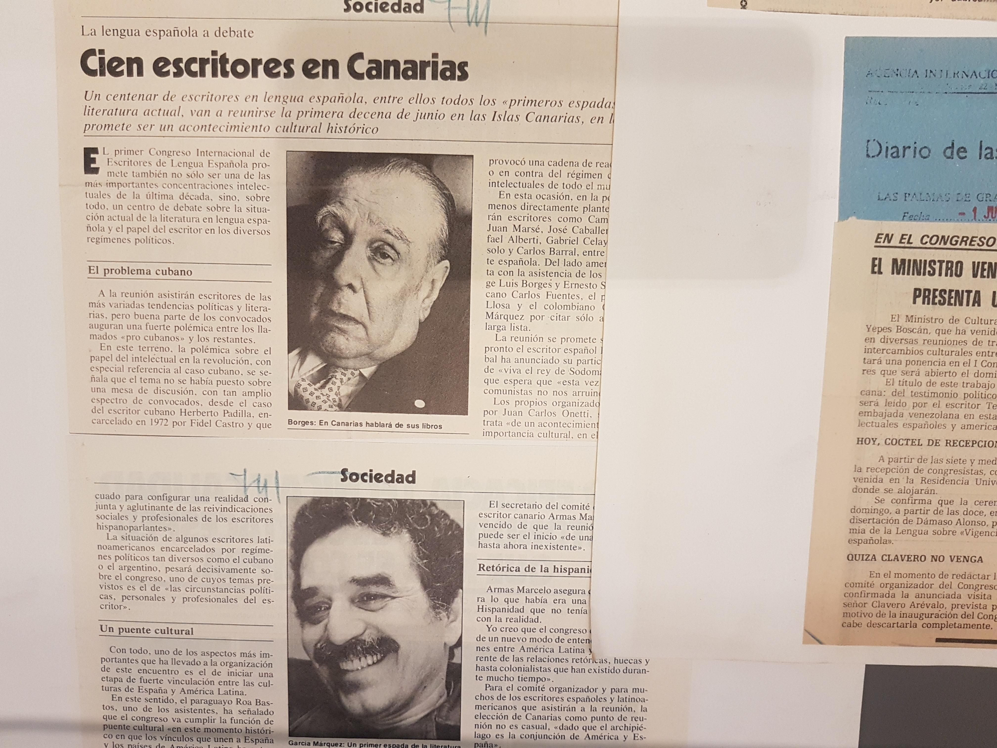 Recorte de prensa de la época informando sobre la celebración del congreso literario en Gran Canaria en 1979