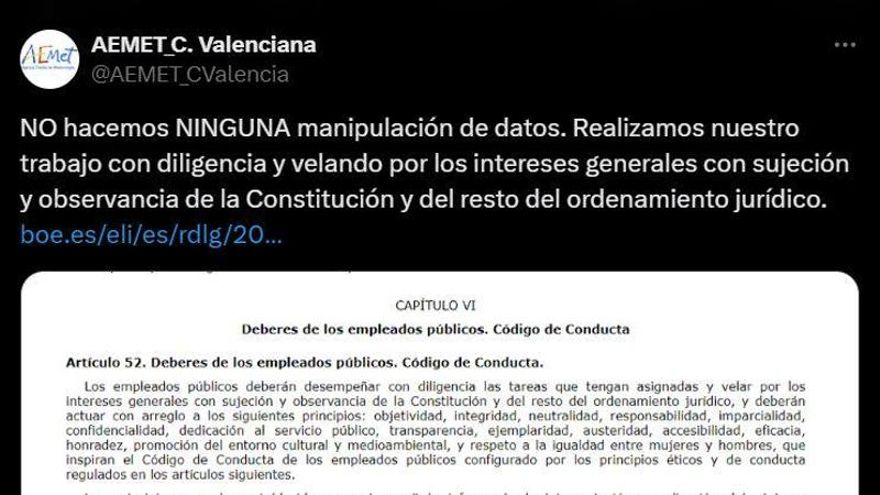 La AEMET desmiente un nuevo bulo de la extrema derecha: "Trabajamos con objetividad, honradez y no manipulamos datos"