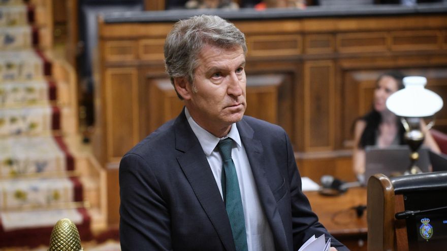 El presidente del PP, Alberto Núñez Feijóo, durante una sesión plenaria extraordinaria, en el Congreso de los Diputados, a 22 de julio de 2025, en Madrid (España).