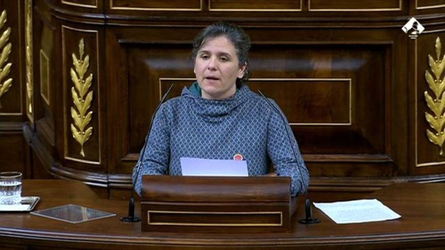 La diputada de En Comú Podemo, Gala Pin, durante su intervención.