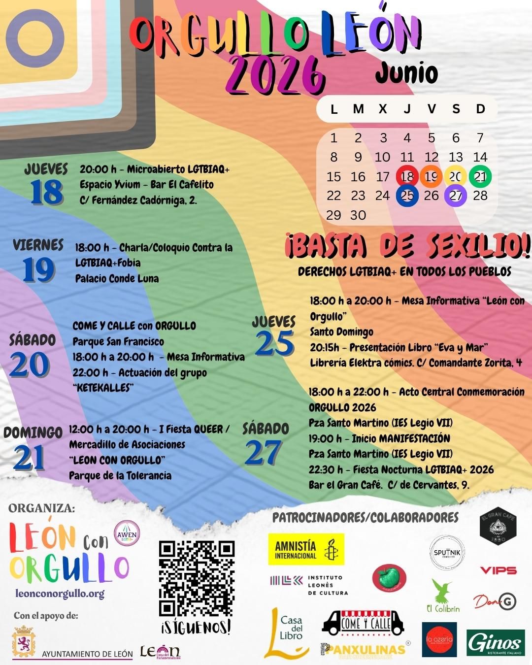 Programa del Orgullo LGTBIAQ+ 2026 en León.