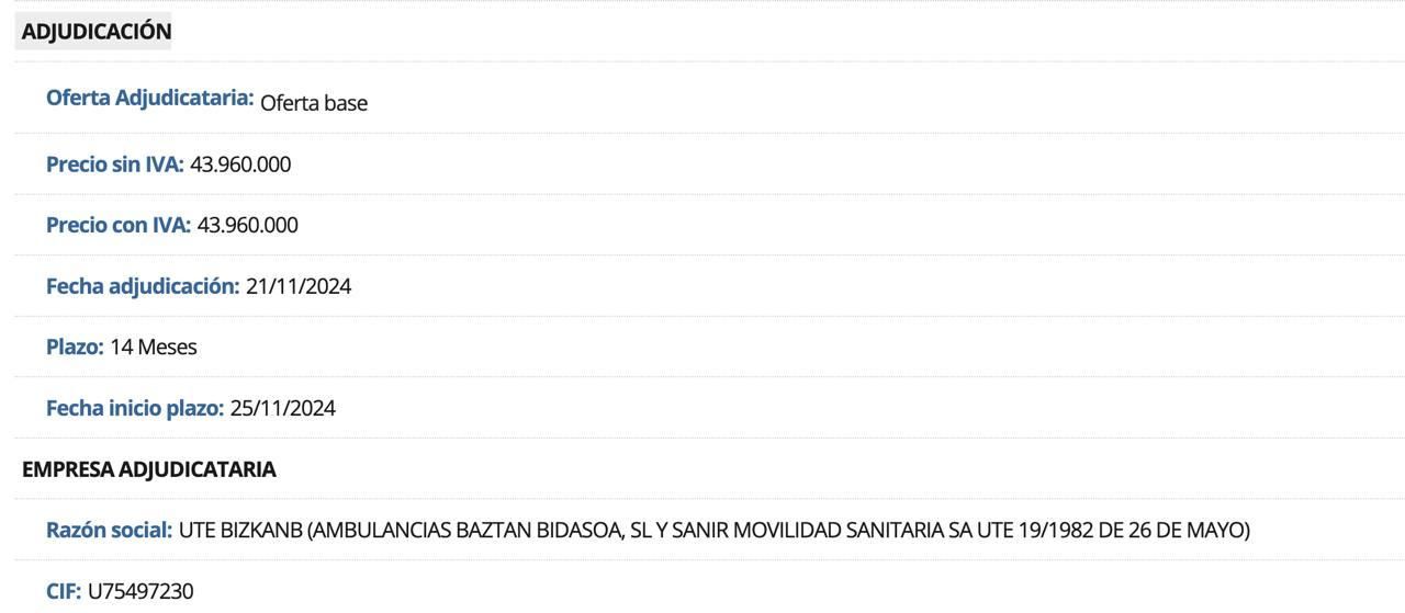 Contrato 1 de las ambulancias en Bizkaia